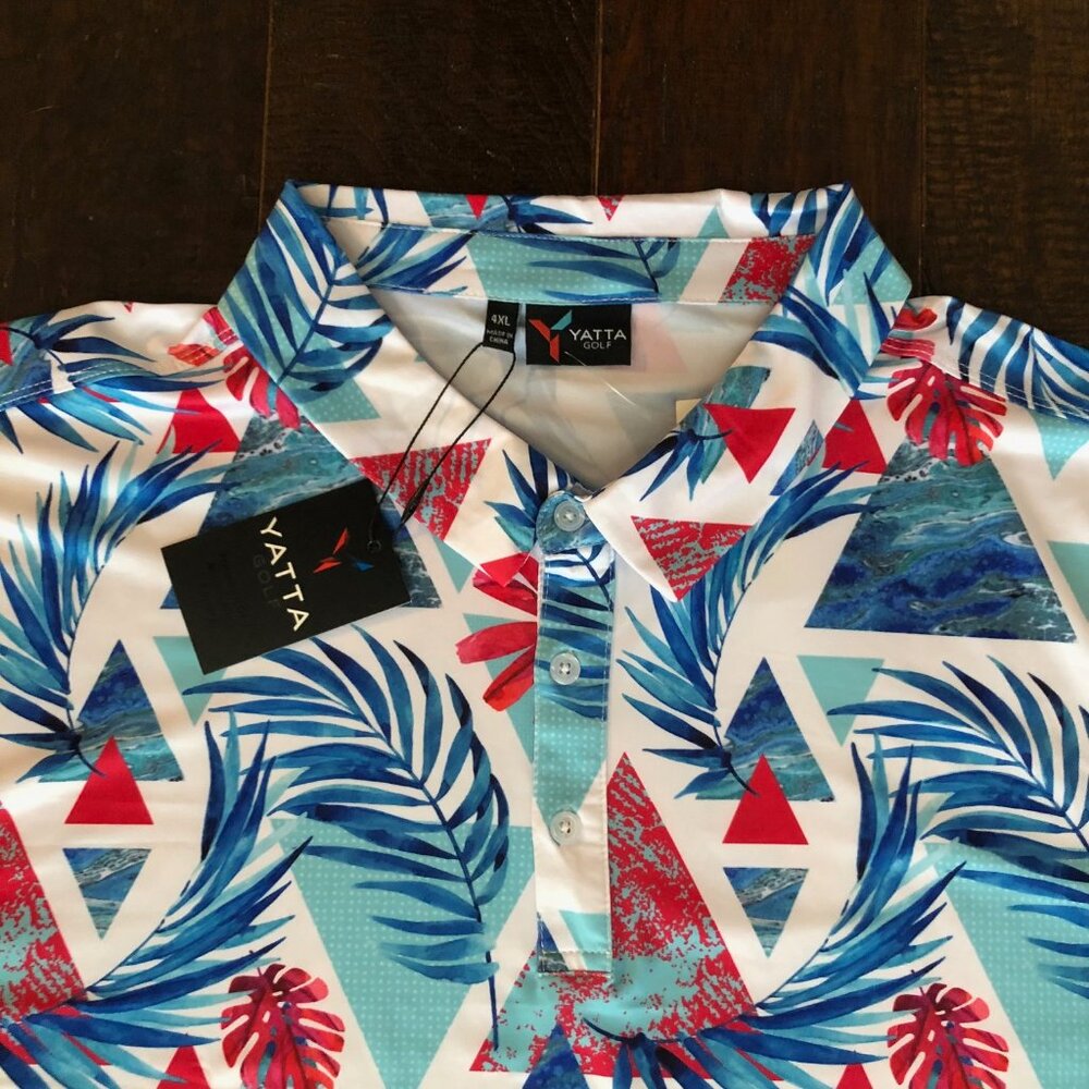 YATTA GOLF Vibe Maikai'i Men's Golf Polo 4XL Floral Hawaiian Tropical NWT